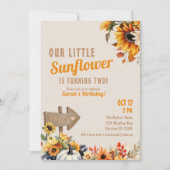 Invitation Anniversaire de la Fille de la Ferme de tournesol (Devant)