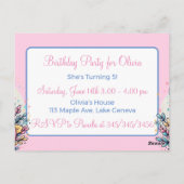 Invitation Anniversaire de la fille de la licorne (Dos)