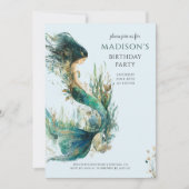 Invitation Anniversaire de la fille de sirène magique (Devant)