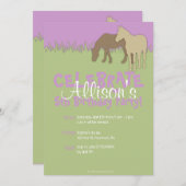 Invitation Anniversaire de la fille des deux chevaux Brown (Devant / Derrière)