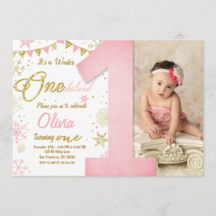 Invitation Anniversaire de la Fille des Flammes de neige rose