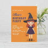 Invitation Anniversaire de la fille d'Halloween (Debout devant)