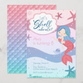 Invitation Anniversaire de la fille - Les coquilles de sirène (Devant / Derrière)