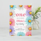 Invitation Anniversaire de la fille mignonne Pastel Daisy (Debout devant)