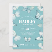 Invitation Anniversaire de la fille papillon bleu Turquoise e (Devant)