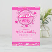 Invitation Anniversaire de la fille rose, fête des Besties ro (Debout devant)