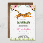 Invitation anniversaire de la fille tigre (Devant / Derrière)