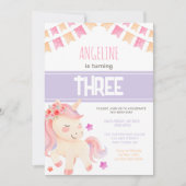 Invitation Anniversaire de la fille Unicorn rose mignonne (Devant)