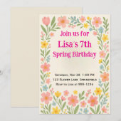 Invitation Anniversaire de la fleur de printemps (Devant / Derrière)