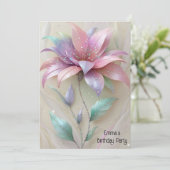 Invitation anniversaire de la fleur d'or rose moderne (Debout devant)