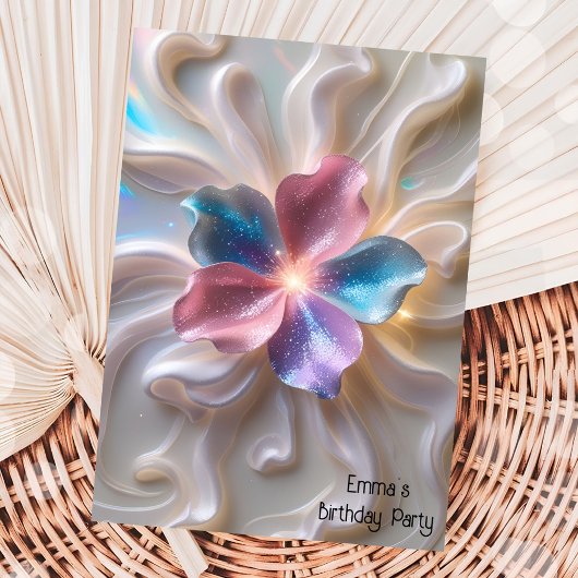 Invitation anniversaire de la fleur d'or rose moderne