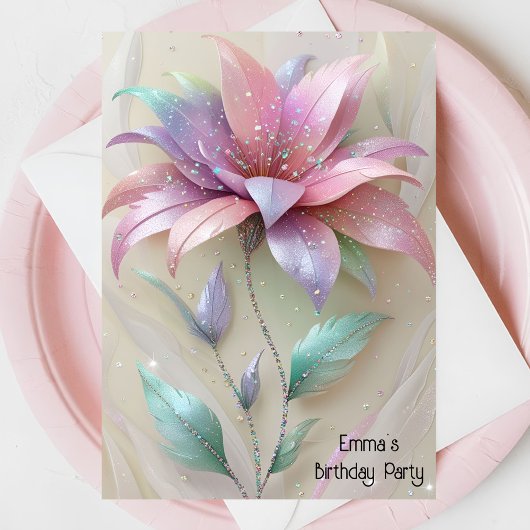 Invitation anniversaire de la fleur d'or rose moderne