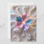 Invitation anniversaire de la fleur d'or rose moderne (Devant)