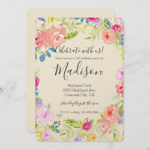 Invitation Anniversaire de la floraison de couleur rose pâle