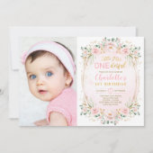 Invitation Anniversaire de la florale de l'or rose (Devant)