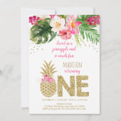 Invitation Anniversaire de la florale rose ananas (Devant)
