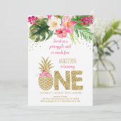 Invitation Anniversaire de la florale rose ananas (Debout devant)