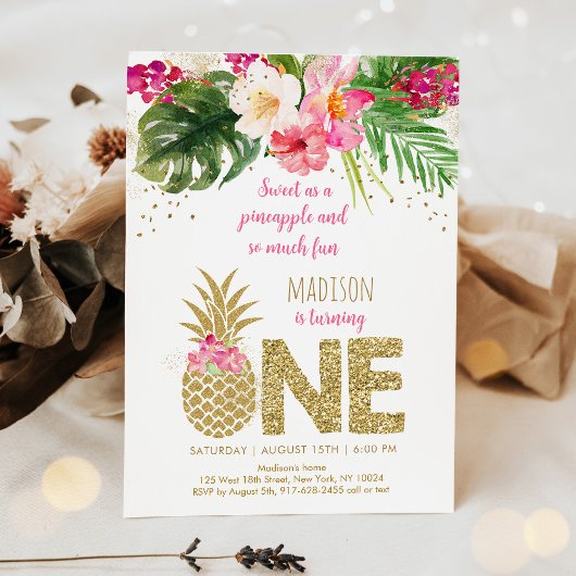 Invitation Anniversaire de la florale rose ananas