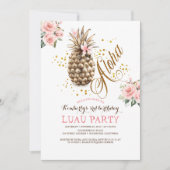 Invitation Anniversaire de la florale rose de l'Anniversaire  (Devant)