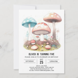 Invitation Anniversaire de la forêt de champignons enchantés