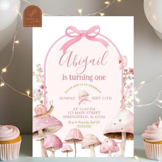 Invitation Anniversaire de la forêt de champignons et d'escar