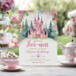 Invitation Anniversaire de la Forêt de Château Rose de Cinq-n<br><div class="desc">Son Royal Cinq-ness Pink Castle Forest Anniversaire Invitation Mis Quince 15 Anos,  16e Anniversaire Pink Castle Green Forest Matte Rose Gold</div>