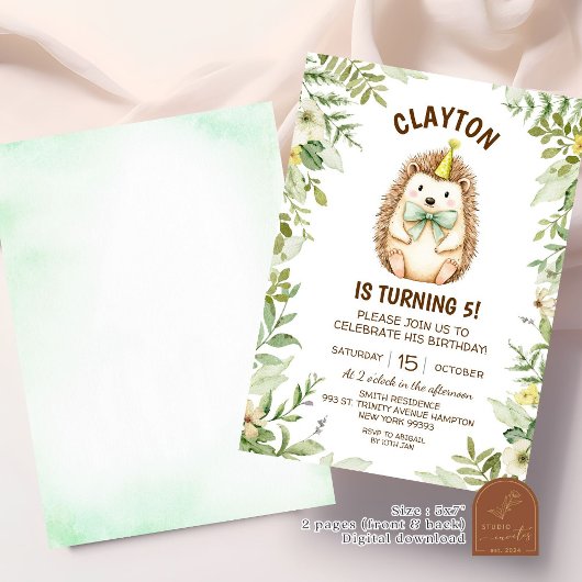 Invitation Anniversaire de la forêt de hérisson