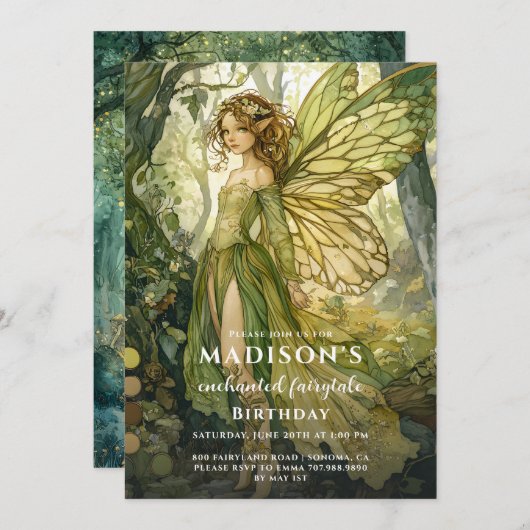 Invitation Anniversaire de la forêt enchantée (Devant / Derrière)