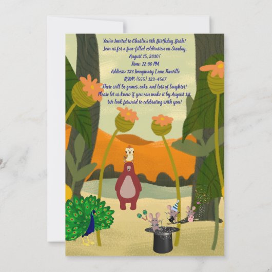 Invitation Anniversaire de la Forêt Magique (Dos)