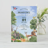Invitation Anniversaire de la forêt safari (Debout devant)