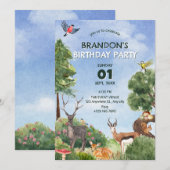 Invitation Anniversaire de la forêt safari (Devant / Derrière)