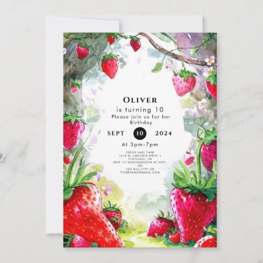 Invitation Anniversaire de la fraise enchantée (Devant)