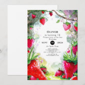 Invitation Anniversaire de la fraise enchantée (Devant / Derrière)