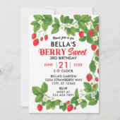 Invitation Anniversaire de la fraise (Rouge et Blanc) (Devant)