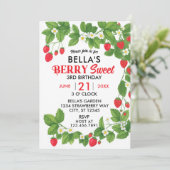 Invitation Anniversaire de la fraise (Rouge et Blanc) (Debout devant)