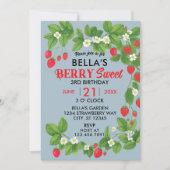 Invitation Anniversaire de la fraise (Rouge et Bleu) (Devant)