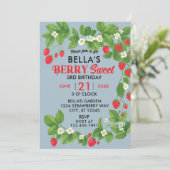 Invitation Anniversaire de la fraise (Rouge et Bleu) (Debout devant)