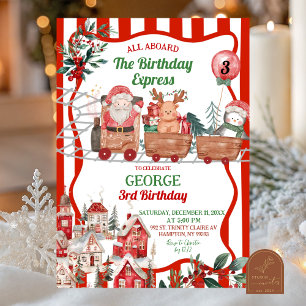 Invitation Anniversaire de la Fun Retro Christmas Express