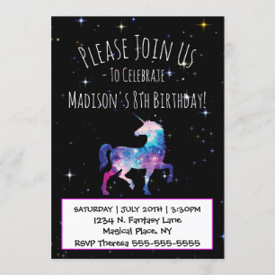 Invitation Anniversaire de la Galaxie magique de Unicorn