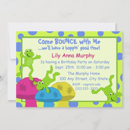 Invitation Anniversaire de la grenouille (Devant)