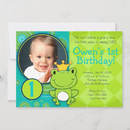 Invitation Anniversaire de la Grenouille Prince (Devant)