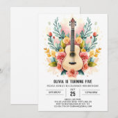 Invitation Anniversaire de la guitare du musicien d'aquarelle (Devant / Derrière)