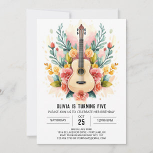Invitation Anniversaire de la guitare du musicien d'aquarelle
