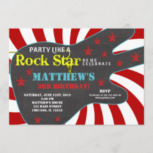 Invitation Anniversaire de la guitare rock star