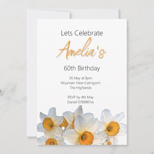 Invitation Anniversaire de la jonquille du printemps (Devant)