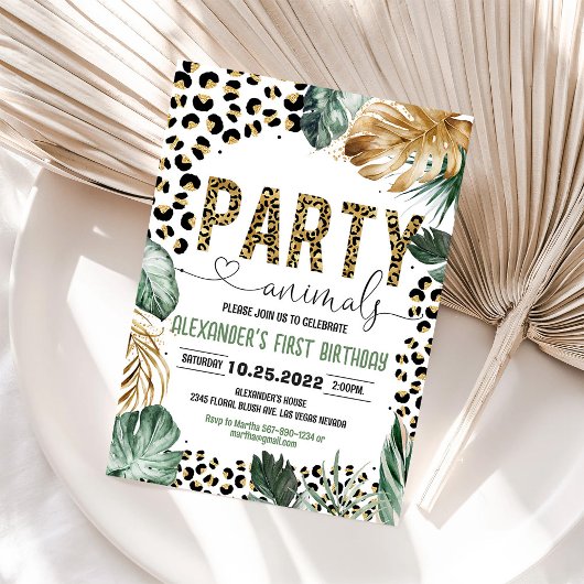 Invitation Anniversaire de la Jungle Empreinte de léopard