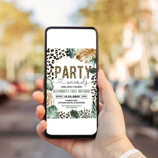 Invitation Anniversaire de la Jungle Empreinte de léopard