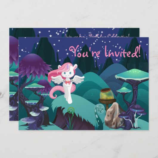 Invitation Anniversaire de la licorne (Devant / Derrière)