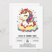 Invitation Anniversaire de la licorne (Devant / Derrière)
