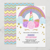 Invitation Anniversaire de la licorne (Devant / Derrière)